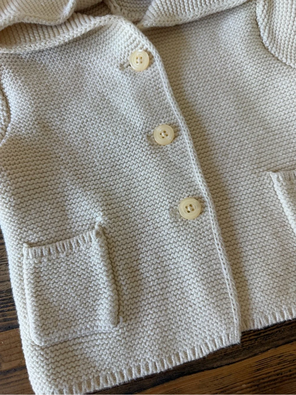 babyGAP 6-9 MONTHS Cream Hooded Knit Baby Cardigan with Bear Ears